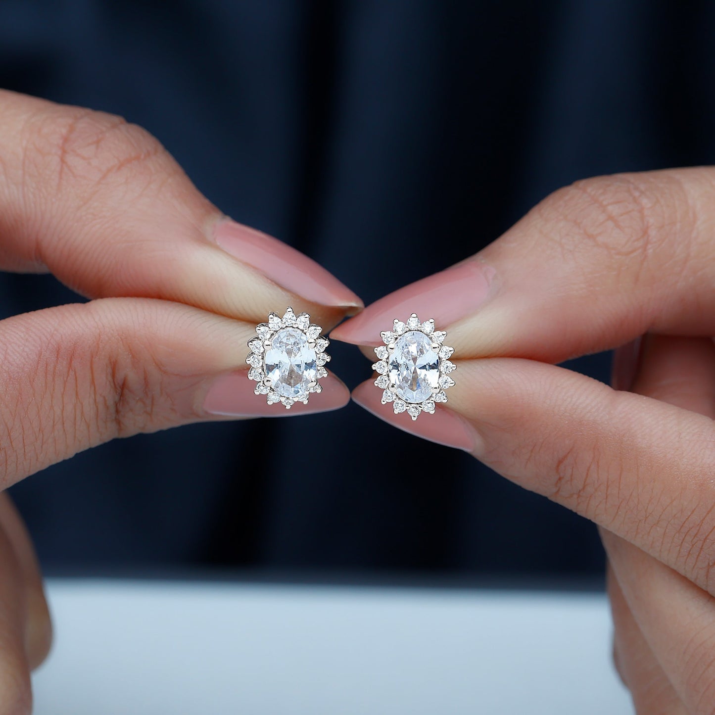Certified 1.9 Carat Oval Cut Cubic Zirconia Studs