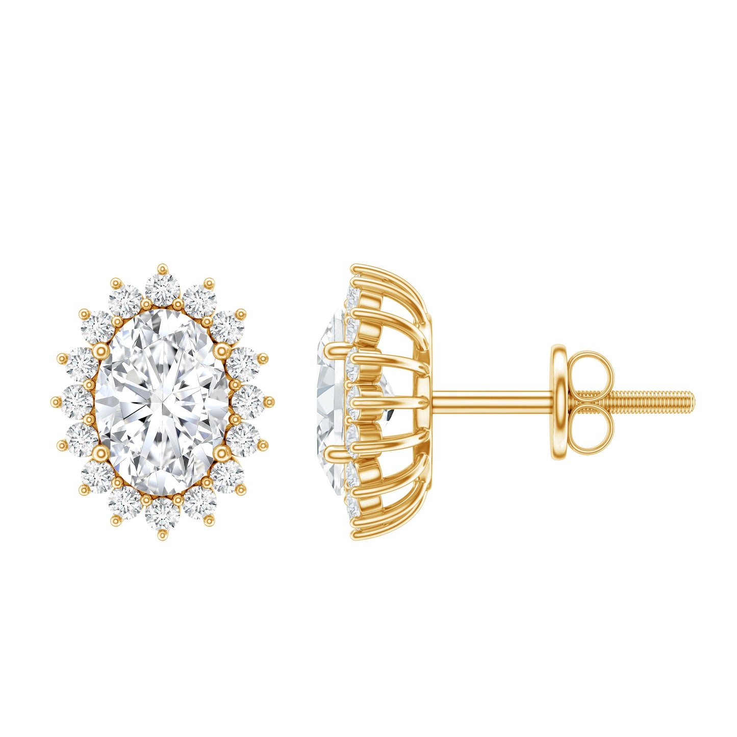 Certified 1.9 Carat Oval Cut Cubic Zirconia Studs