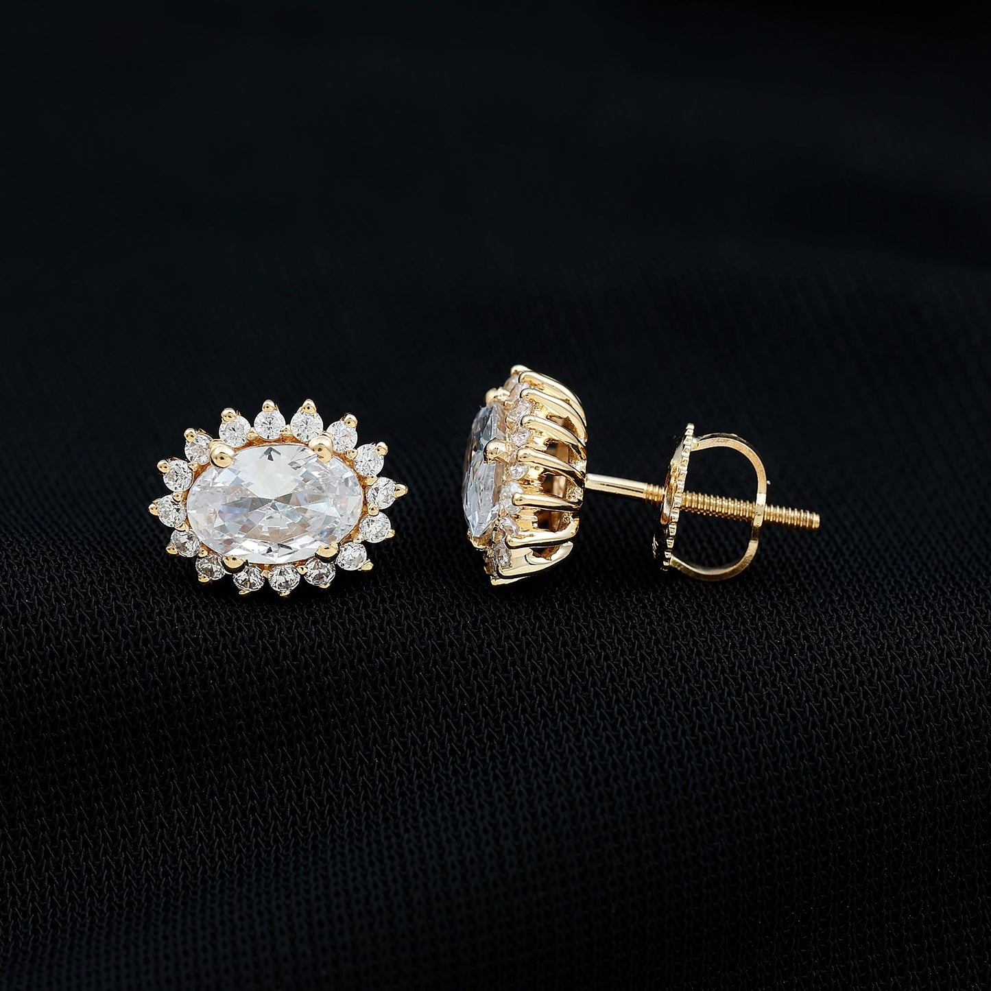 Certified 1.9 Carat Oval Cut Cubic Zirconia Studs