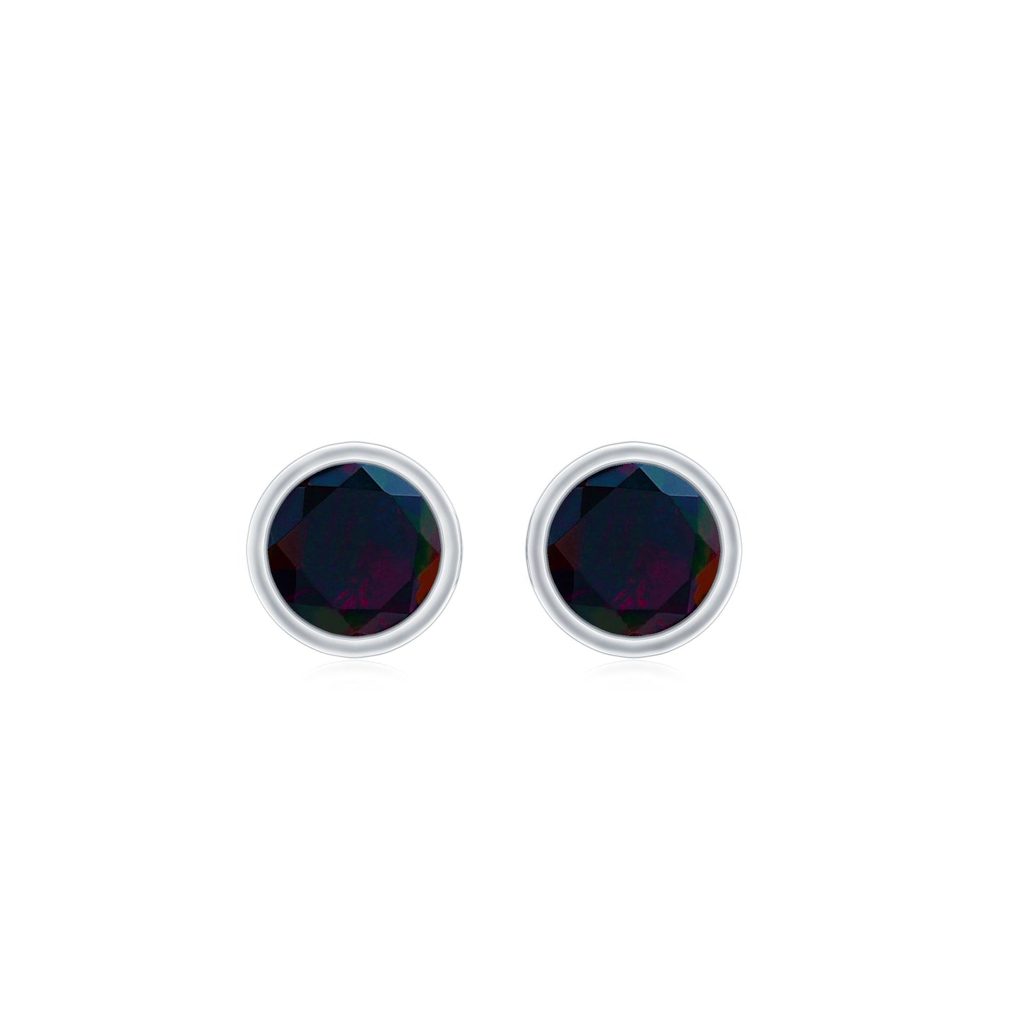 0.50 CT Dainty Black Opal Solitaire Stud Earrings in Bezel Setting