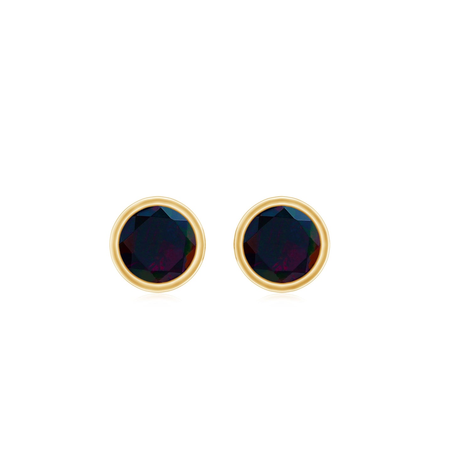 0.50 CT Dainty Black Opal Solitaire Stud Earrings in Bezel Setting
