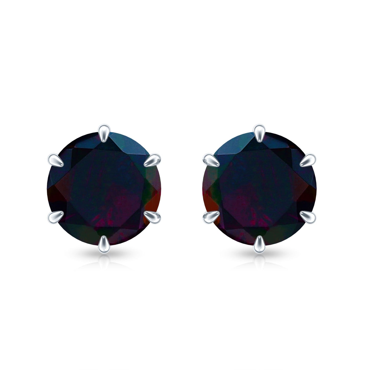 6 MM Claw Set Black Opal Solitaire Stud earrings
