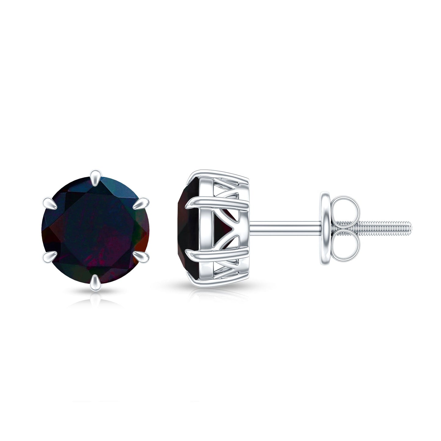 6 MM Claw Set Black Opal Solitaire Stud earrings