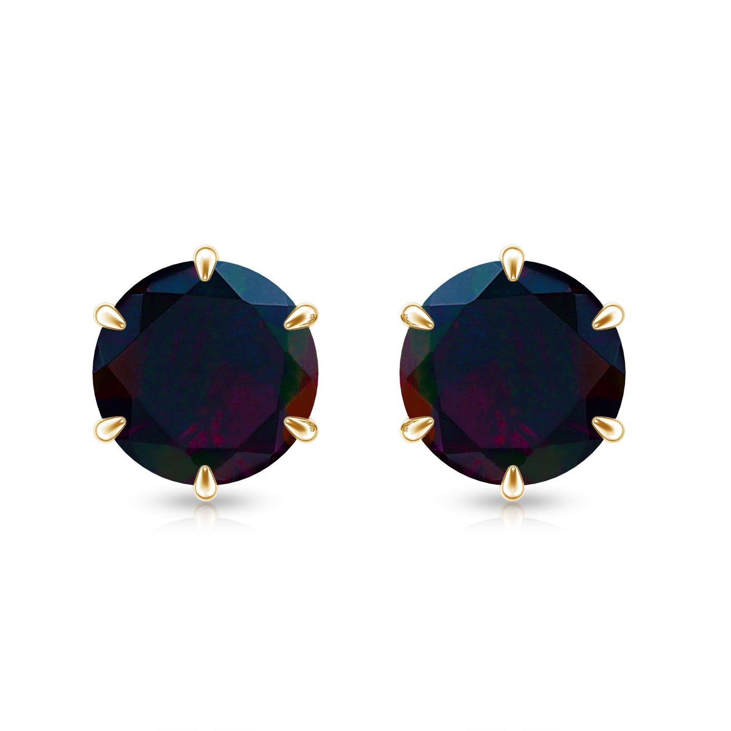 6 MM Claw Set Black Opal Solitaire Stud earrings