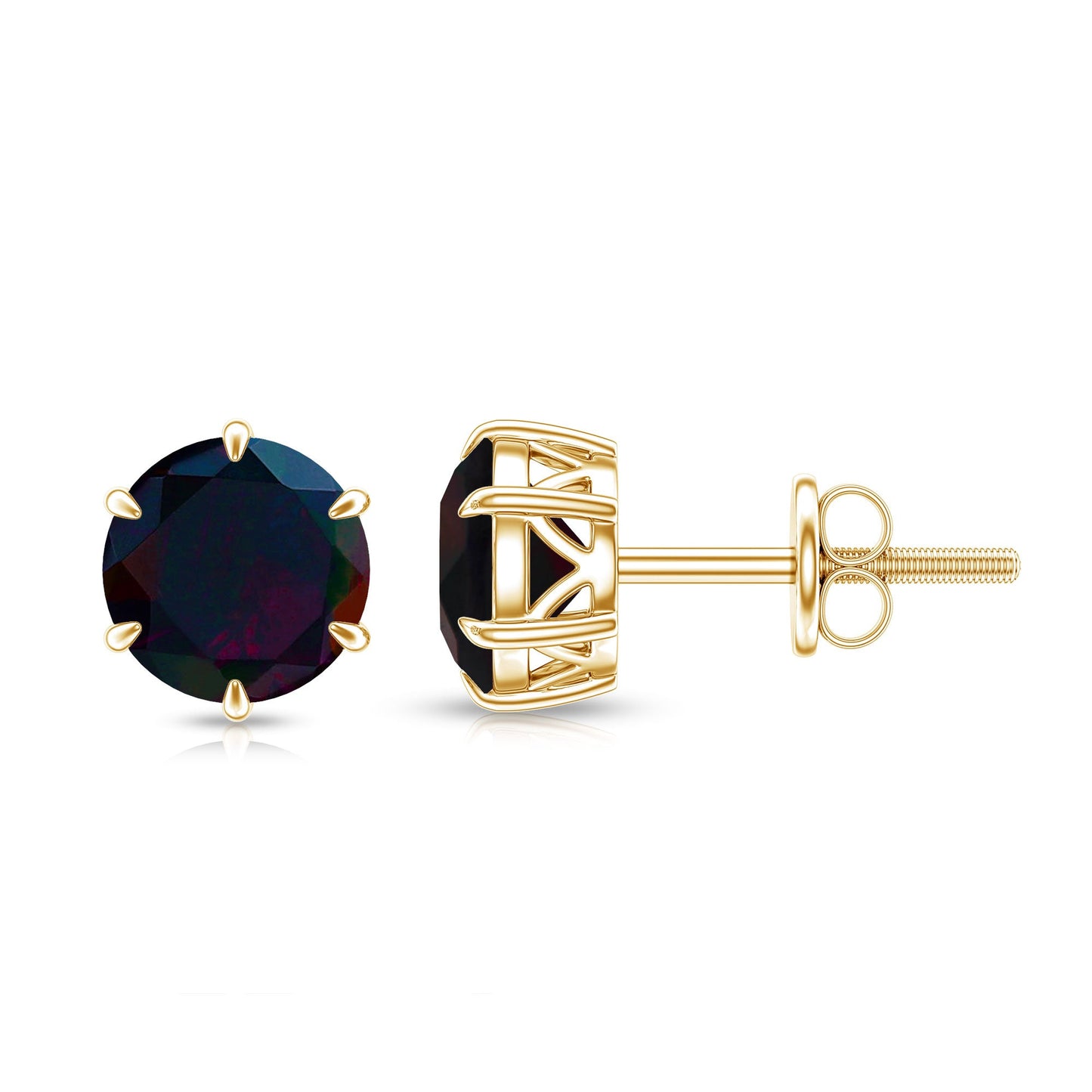6 MM Claw Set Black Opal Solitaire Stud earrings