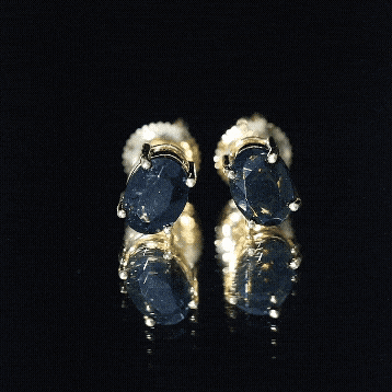 Real Black Opal Solitaire Stud Earrings in 4 Prong Setting