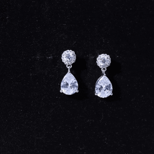 Classic Zircon Bridal Drop Earrings