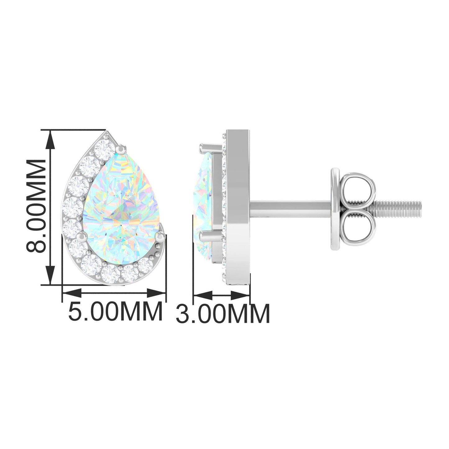 1.5 CT Ethiopian Opal Teardrop Stud Earrings with Diamond