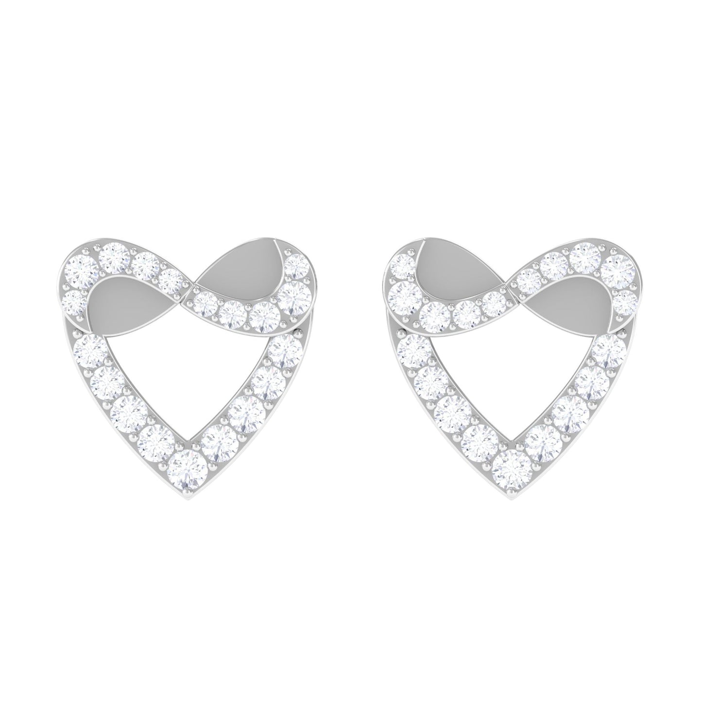 1/4 CT Round Diamond Infinity Heart Stud Earrings