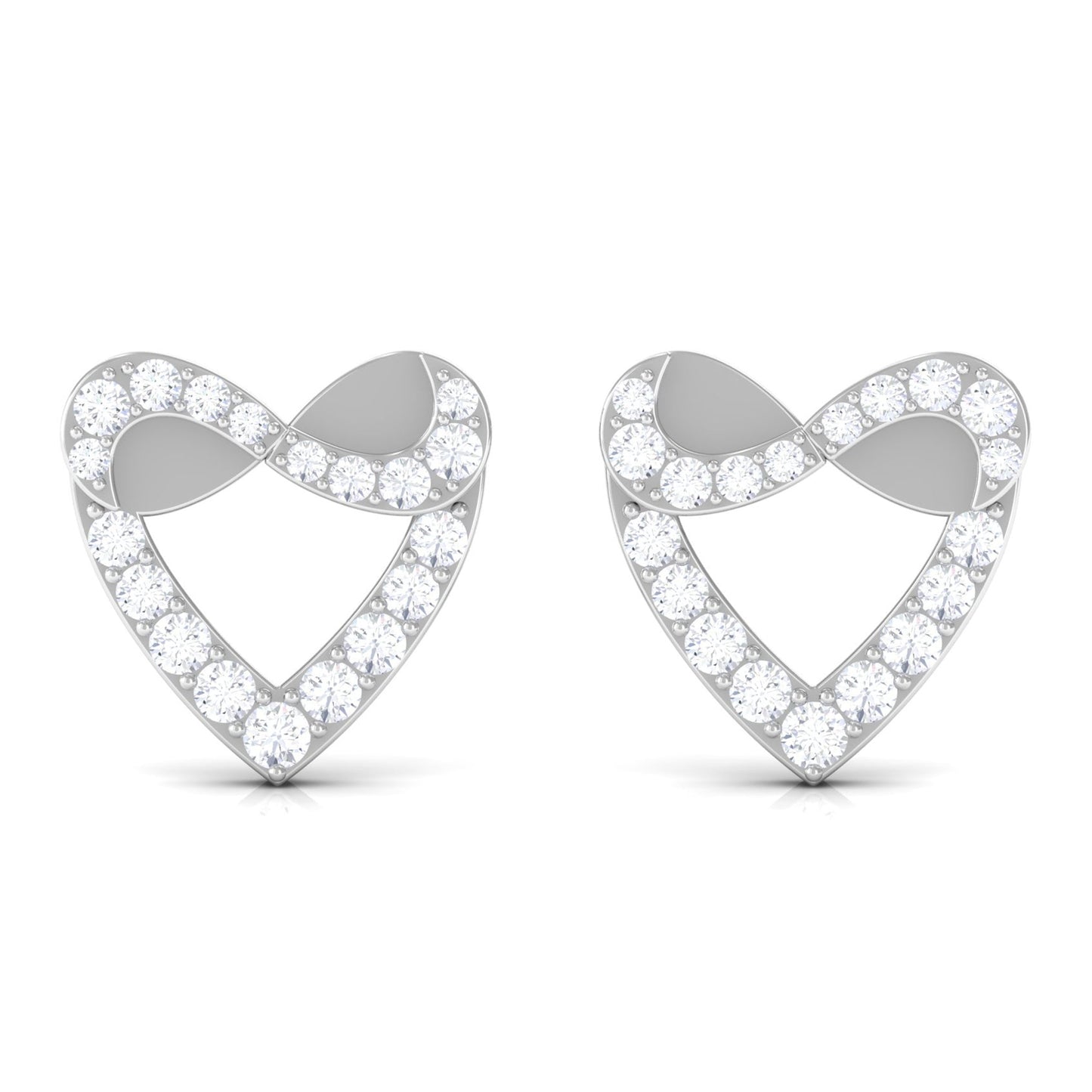 1/4 CT Round Diamond Infinity Heart Stud Earrings