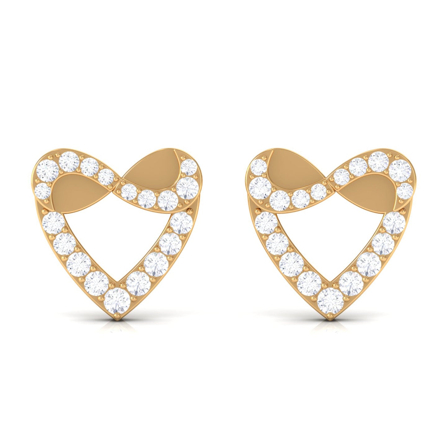 1/4 CT Round Diamond Infinity Heart Stud Earrings