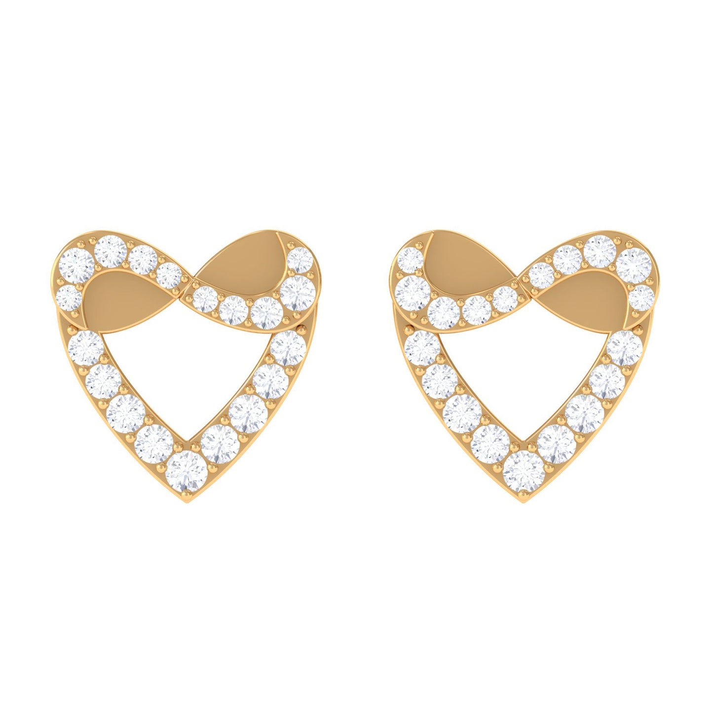 1/4 CT Round Diamond Infinity Heart Stud Earrings