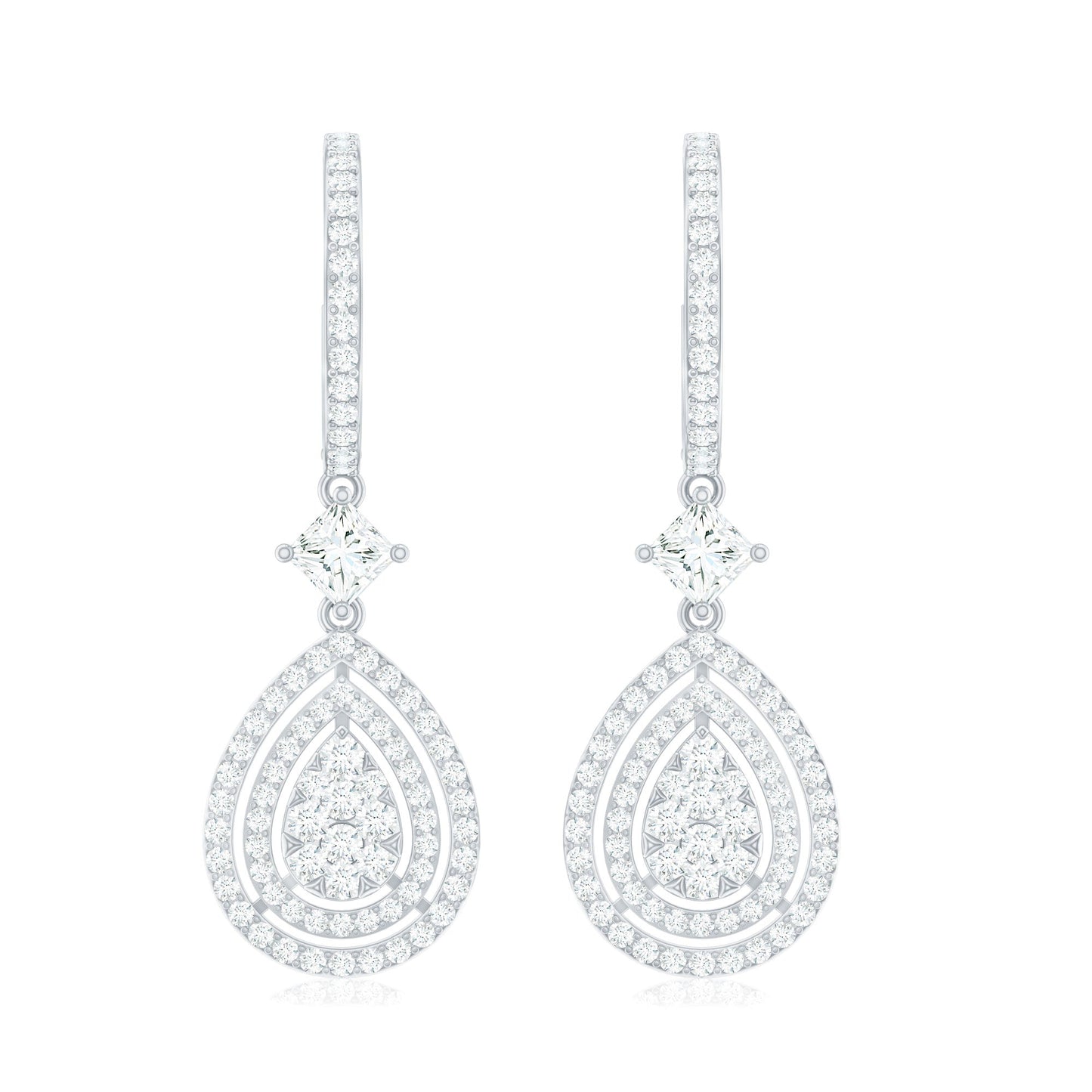 Certified Moissanite Teardrop Hoop Earrings for Women
