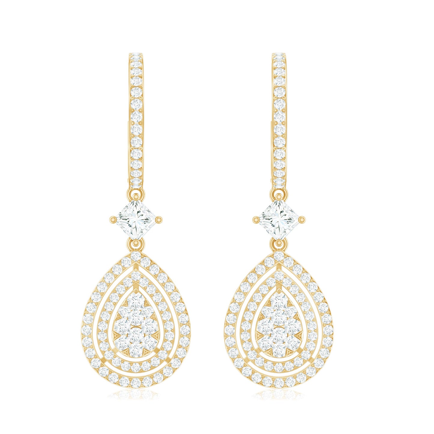 Certified Moissanite Teardrop Hoop Earrings for Women