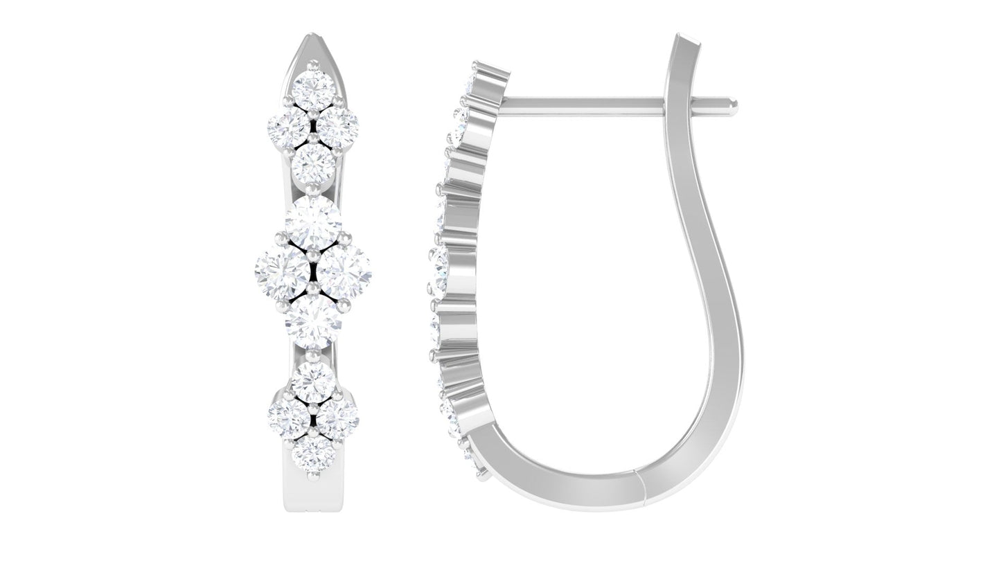 Certified Natural Diamond J Hoop Earrings