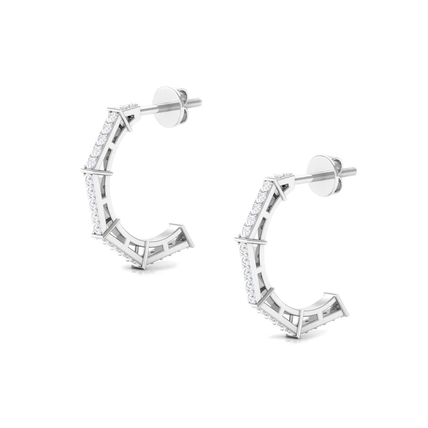 1/2 CT Pave Set Diamond Half Hoop Earrings