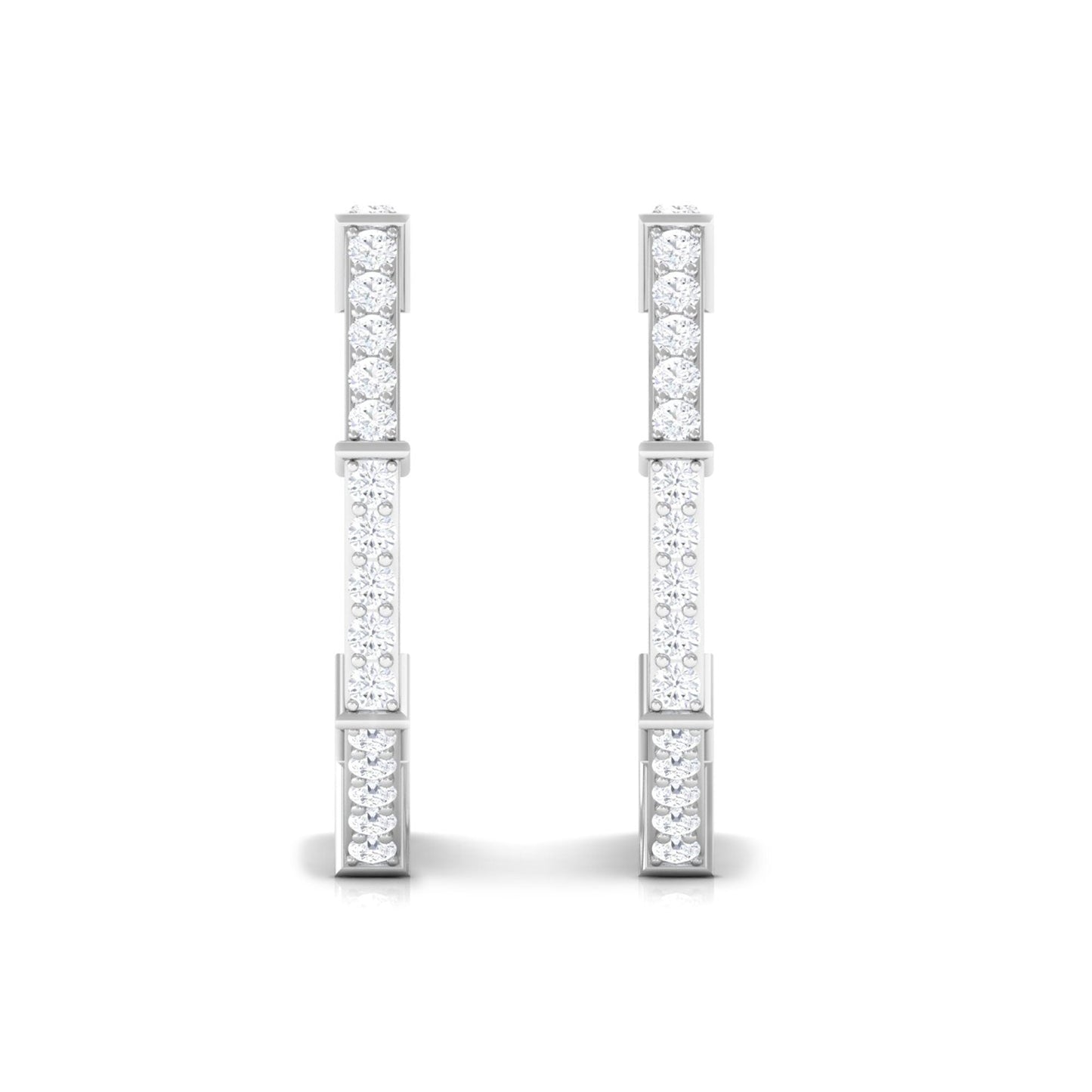 1/2 CT Pave Set Diamond Half Hoop Earrings
