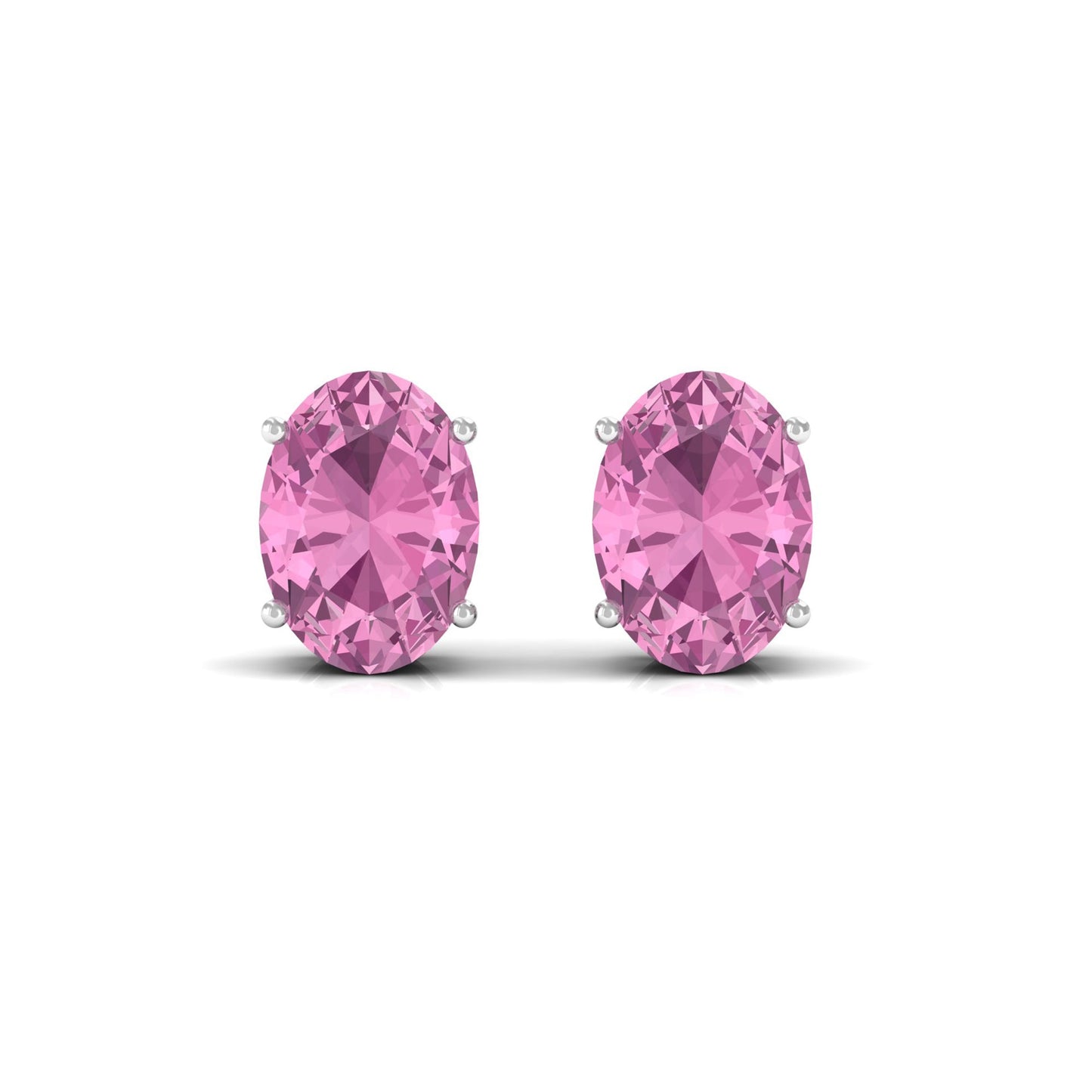 2 CT Oval Cut Pink Tourmaline Solitaire Stud Earrings