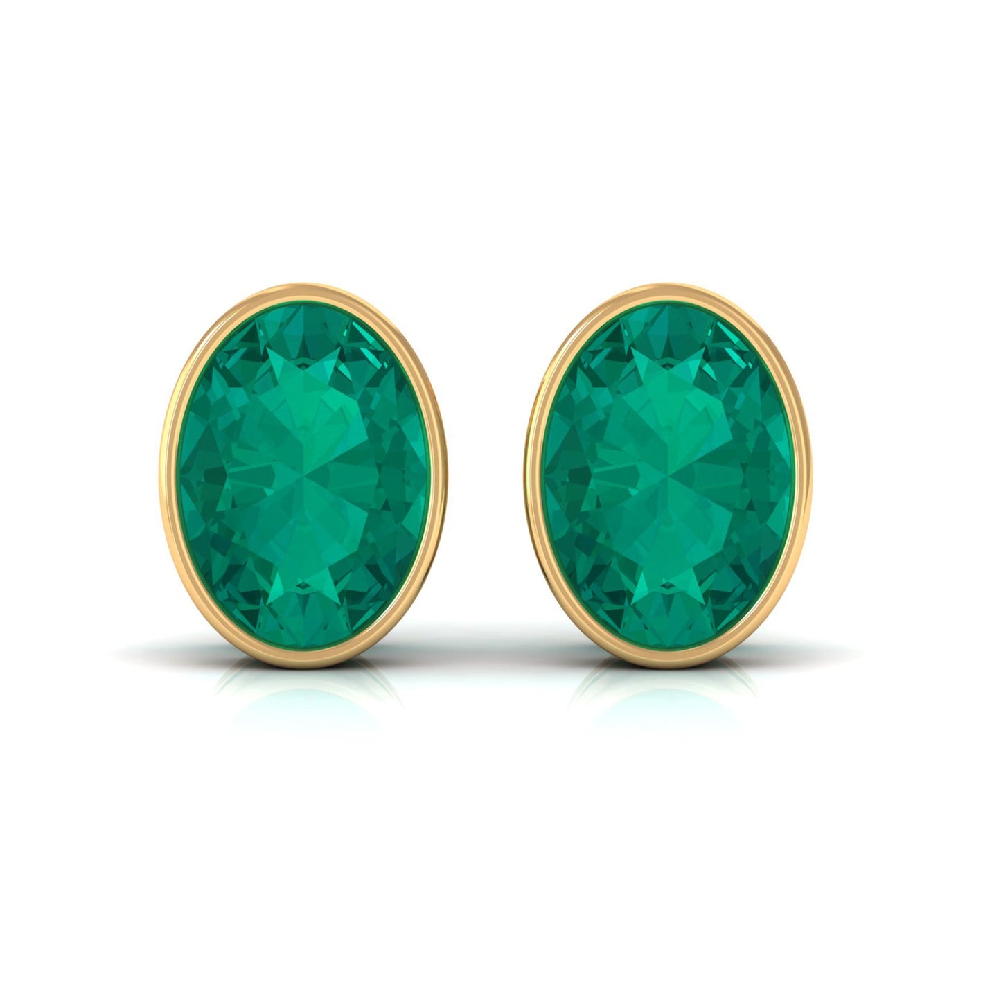 1.75 CT Bezel Set Oval Cut Emerald Solitaire Stud Earrings