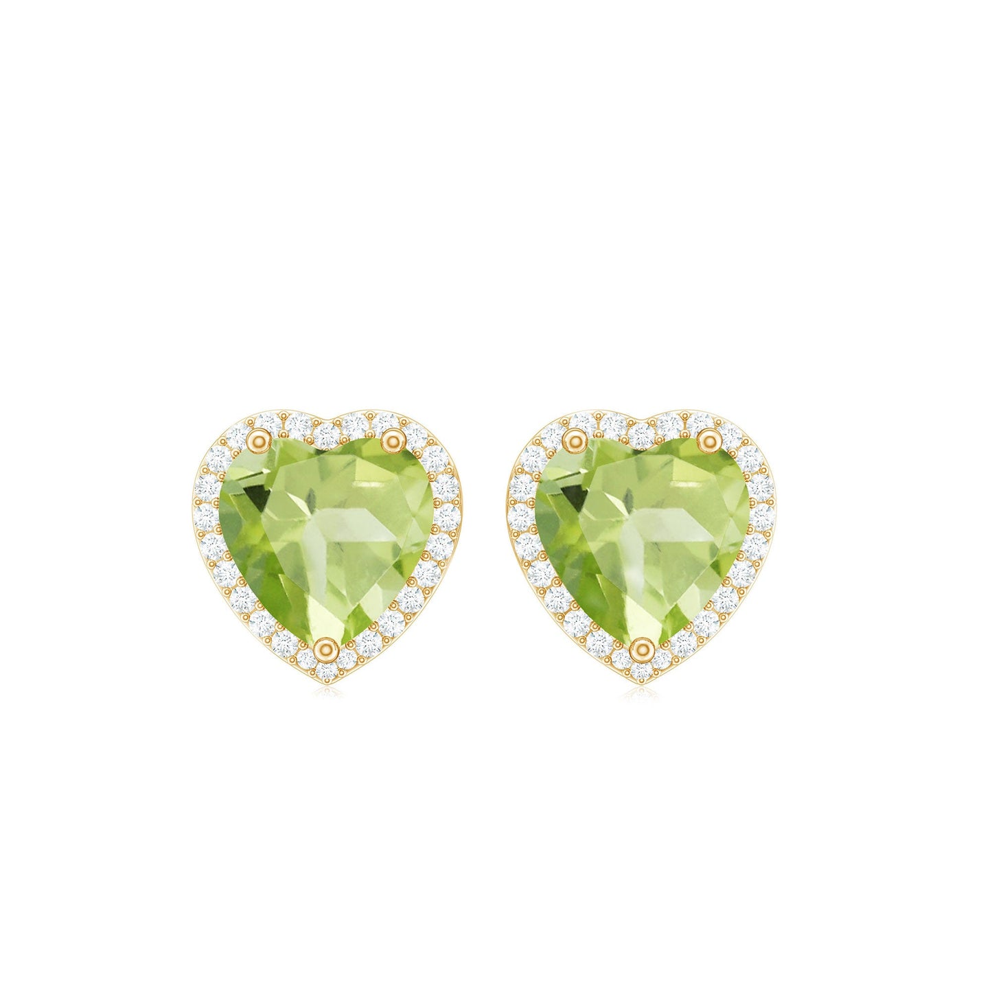Certified Real 4 Carat Peridot Heart Earrings with Moissanite Halo
