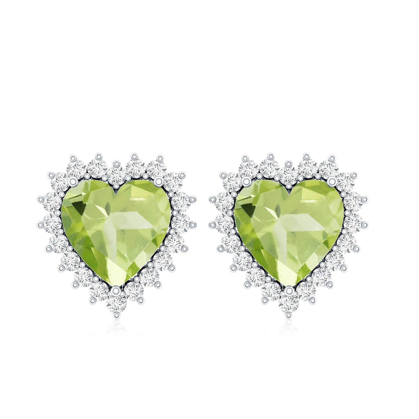 4.2 Carat Peridot Heart Stud Earrings with Moissanite Halo
