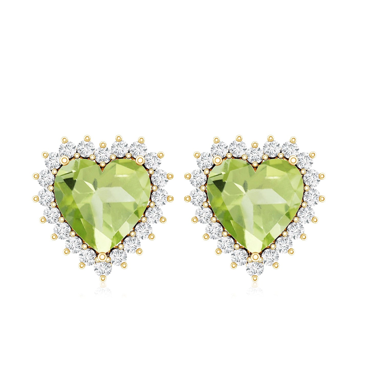 4.2 Carat Peridot Heart Stud Earrings with Moissanite Halo