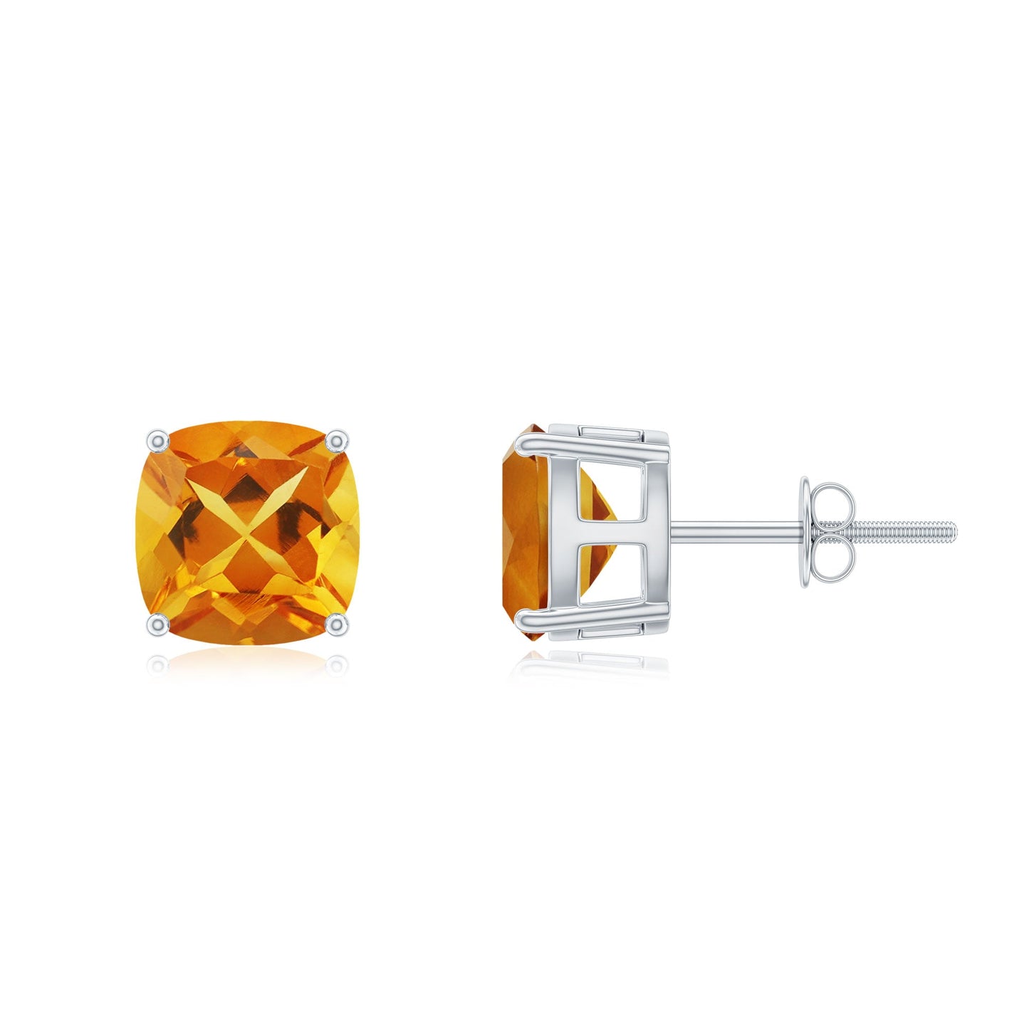 4.5 CT Cushion Cut Citrine Solitaire Stud Earrings