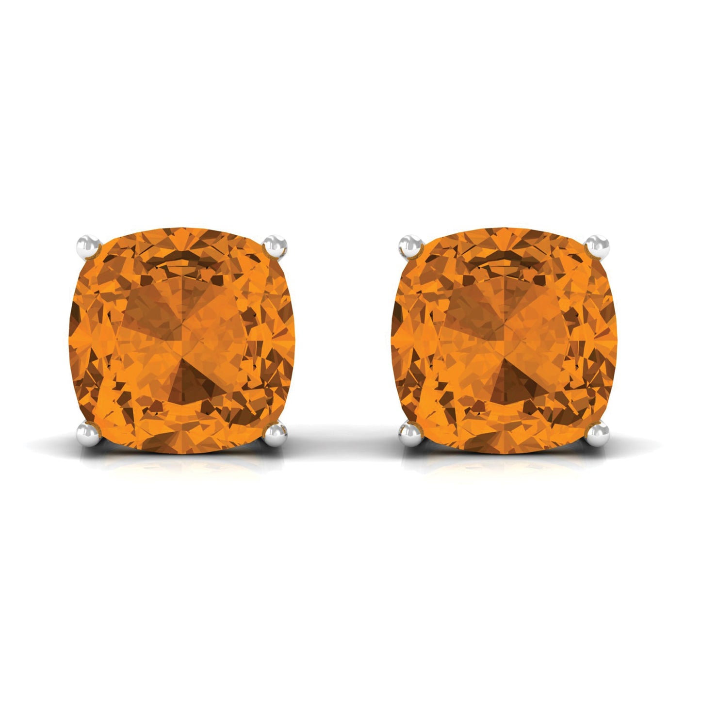 4.5 CT Cushion Cut Citrine Solitaire Stud Earrings