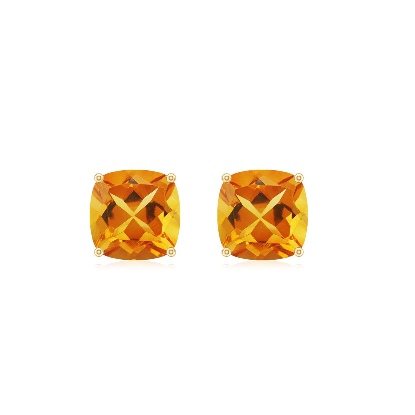 4.5 CT Cushion Cut Citrine Solitaire Stud Earrings