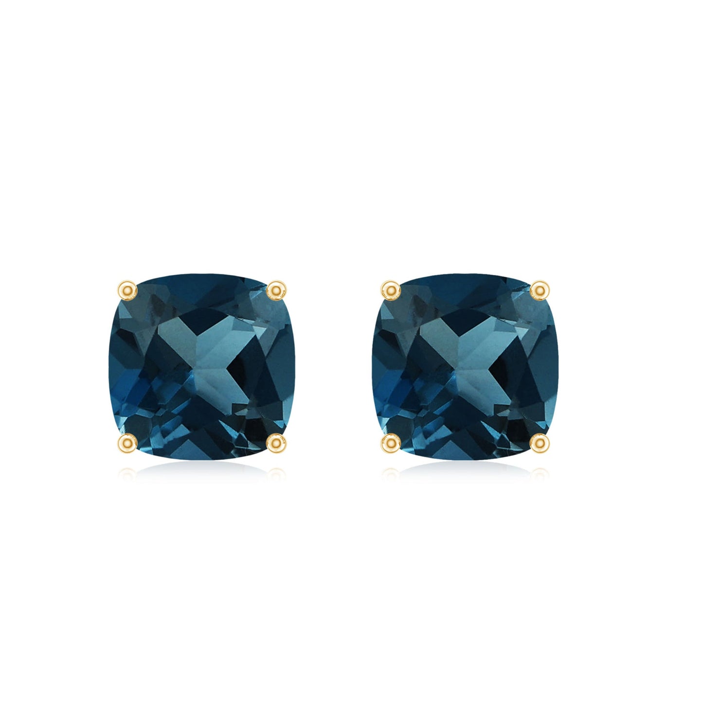 5 Carat Cushion Cut London Blue Topaz Stud Earrings
