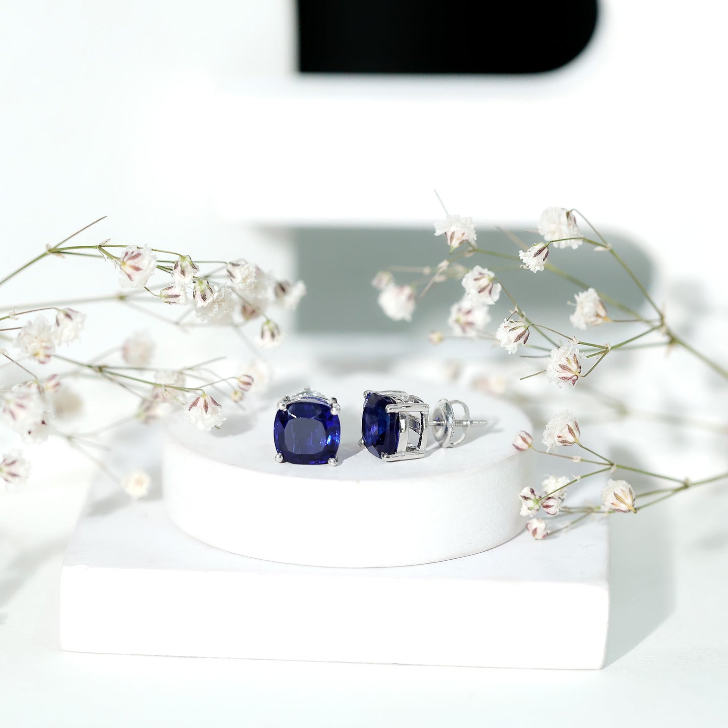 3 CT Lab Grown Blue Sapphire Solitaire Stud Earring With Certificate