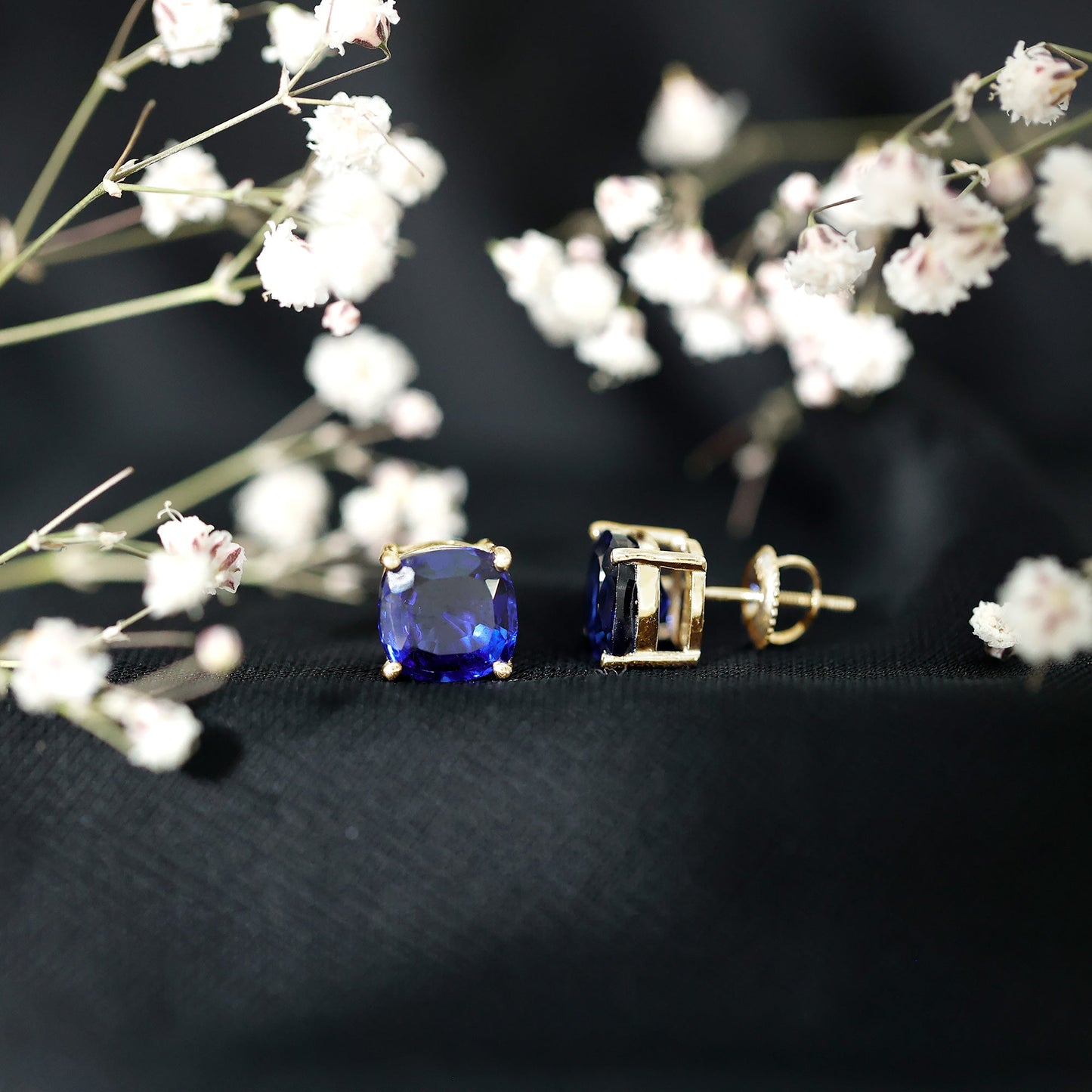 3 CT Lab Grown Blue Sapphire Solitaire Stud Earring With Certificate