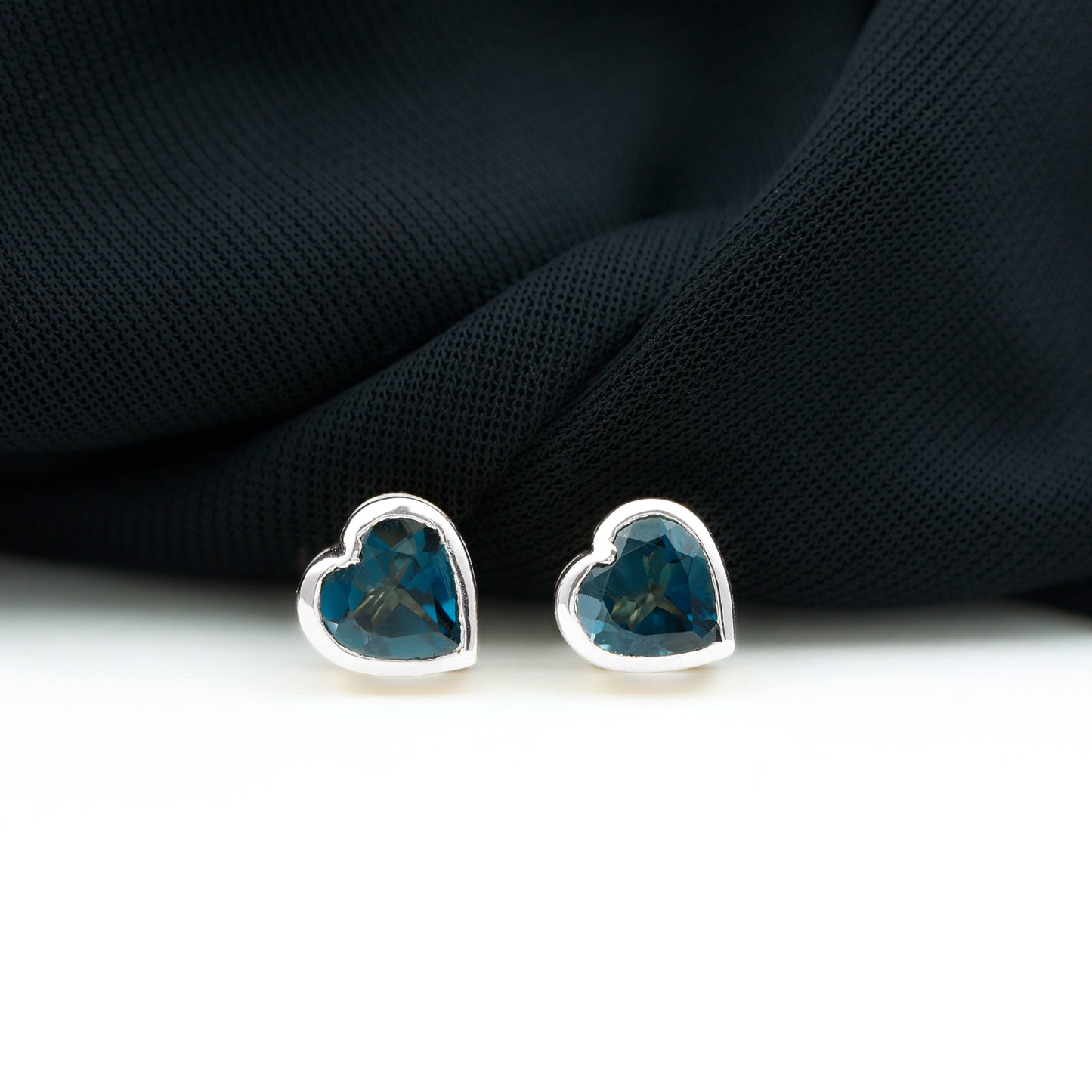 3 CT London Blue Topaz Heart Stud Earrings for Women