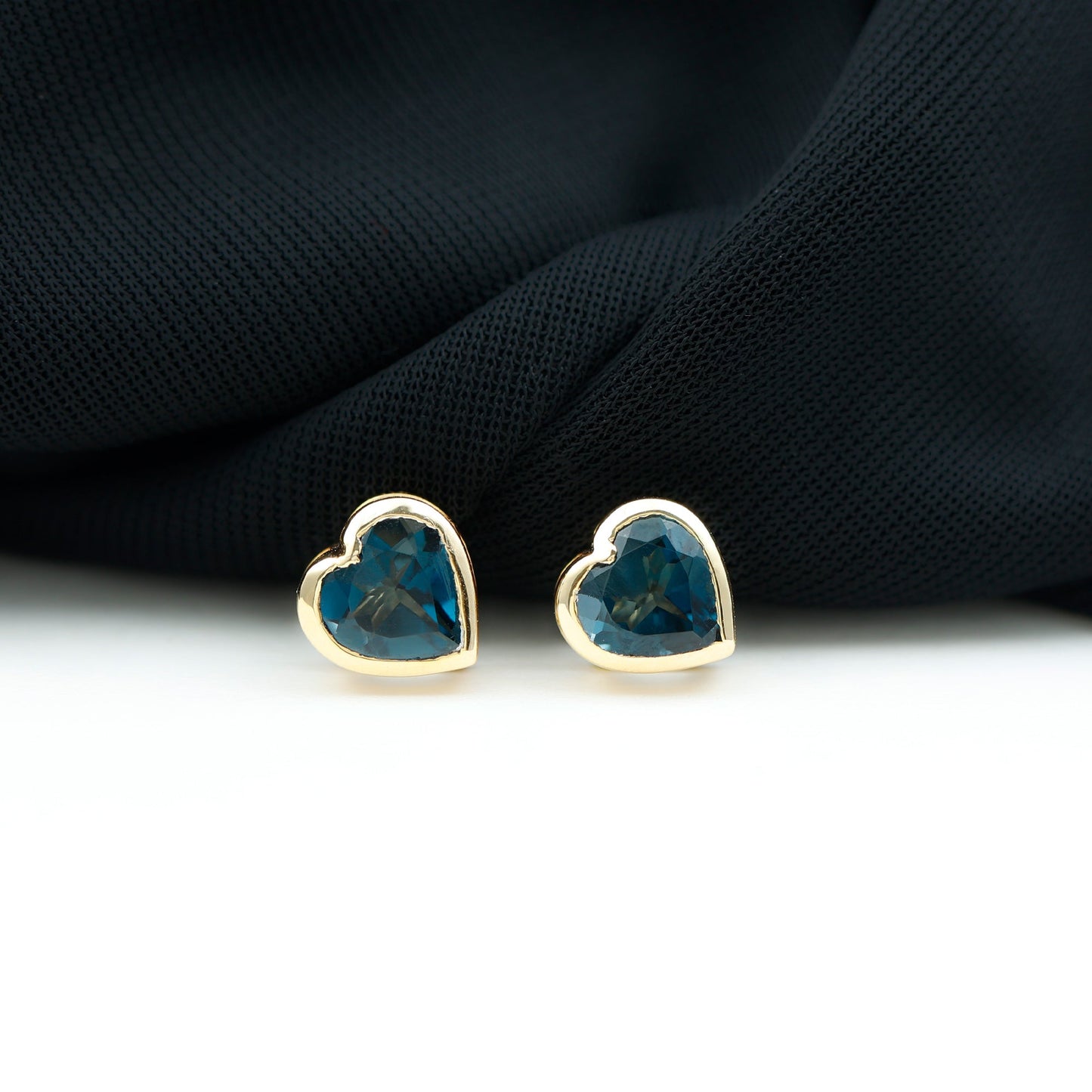 3 CT London Blue Topaz Heart Stud Earrings for Women