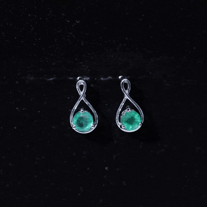 1 Carat Round Cut Emerald Solitaire Stud Earrings