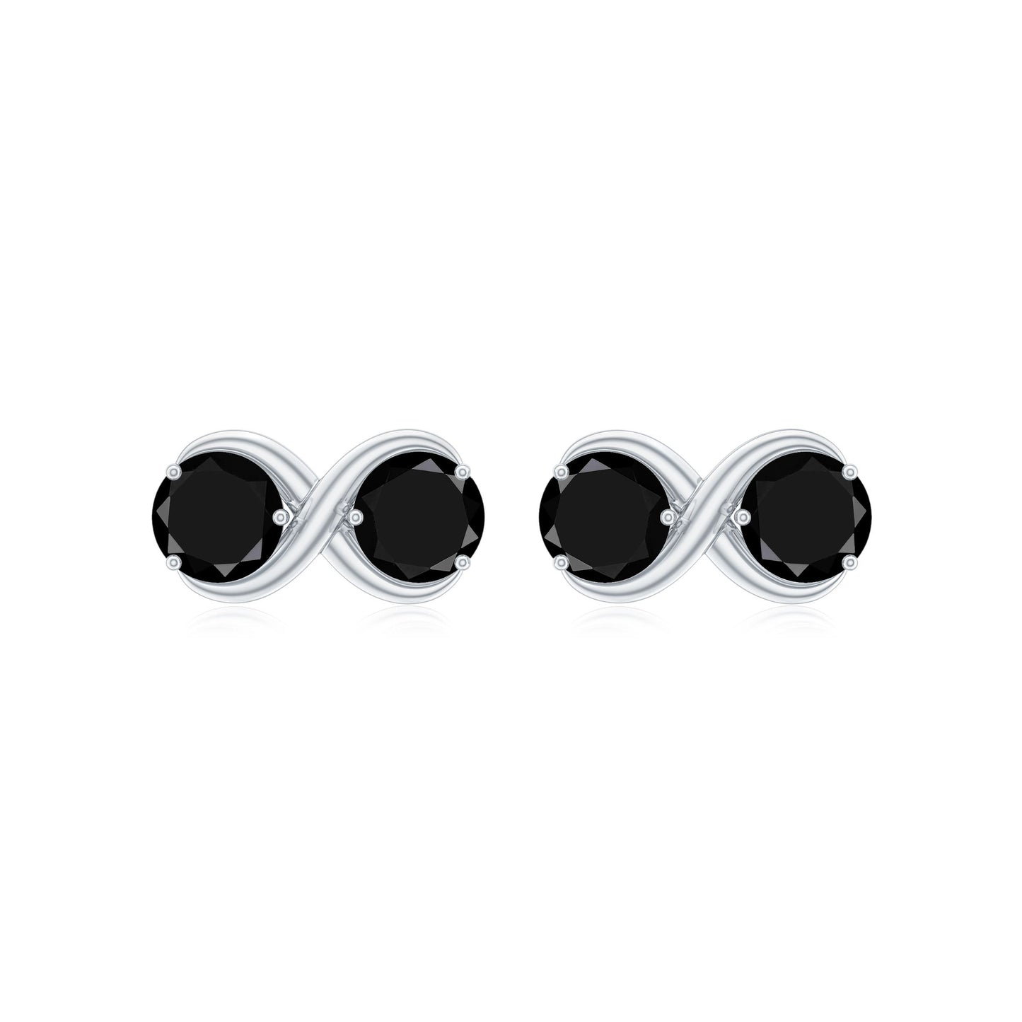 Natural Black Onyx Infinity Earrings with Screw Back