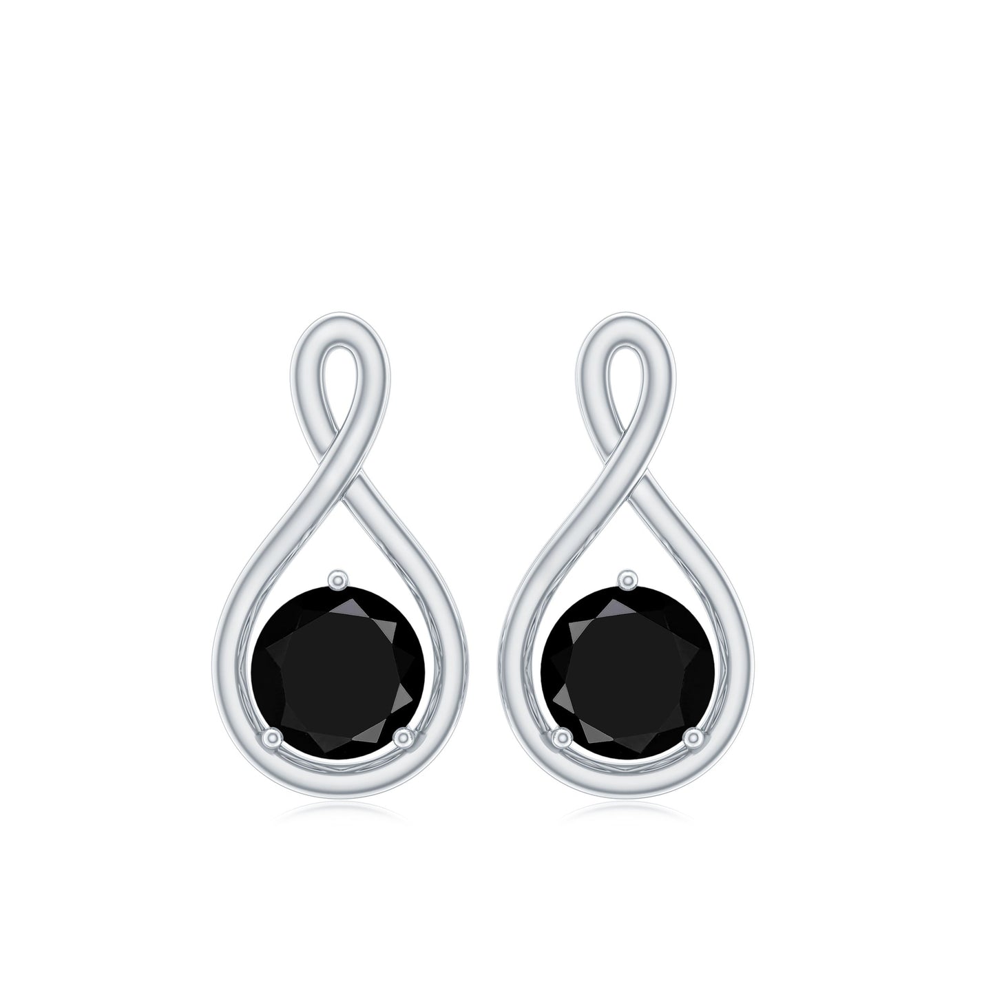 1.6 Carat Solitaire Lab Created Black Diamond Infinity Stud Earrings