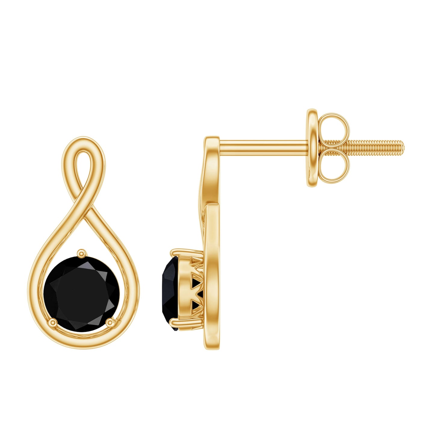 1.6 Carat Solitaire Lab Created Black Diamond Infinity Stud Earrings