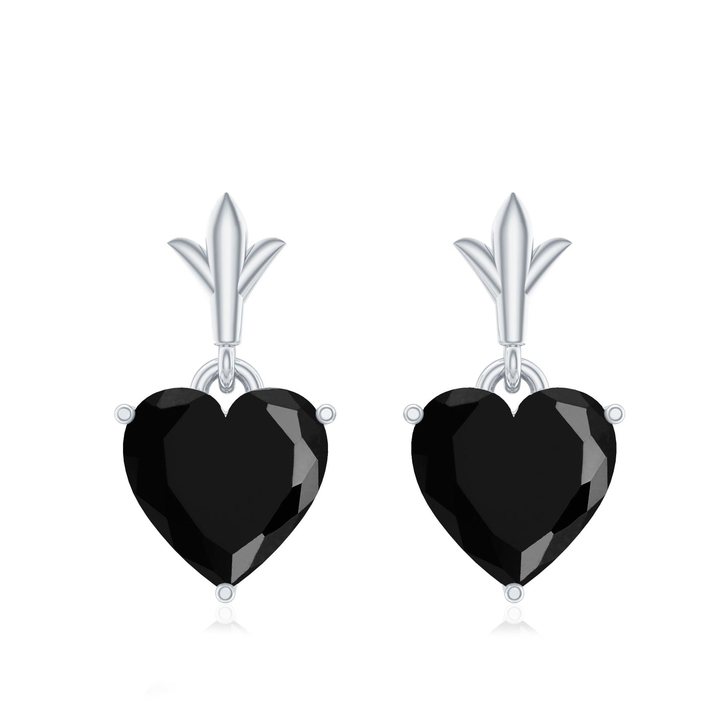 4 Carat Solitaire Black Onyx Heart Drop Earrings