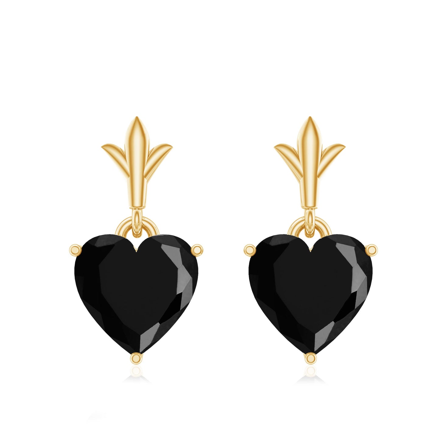 4 Carat Solitaire Black Onyx Heart Drop Earrings