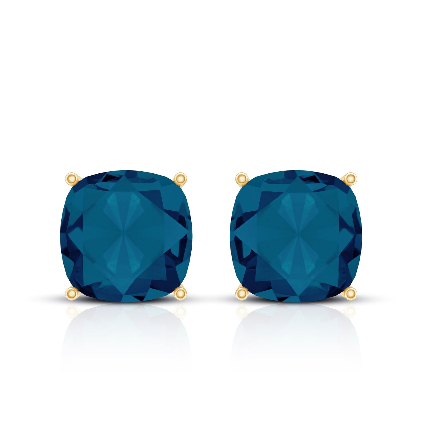 2.5 Carat Cushion Cut London Blue Topaz Stud Earrings