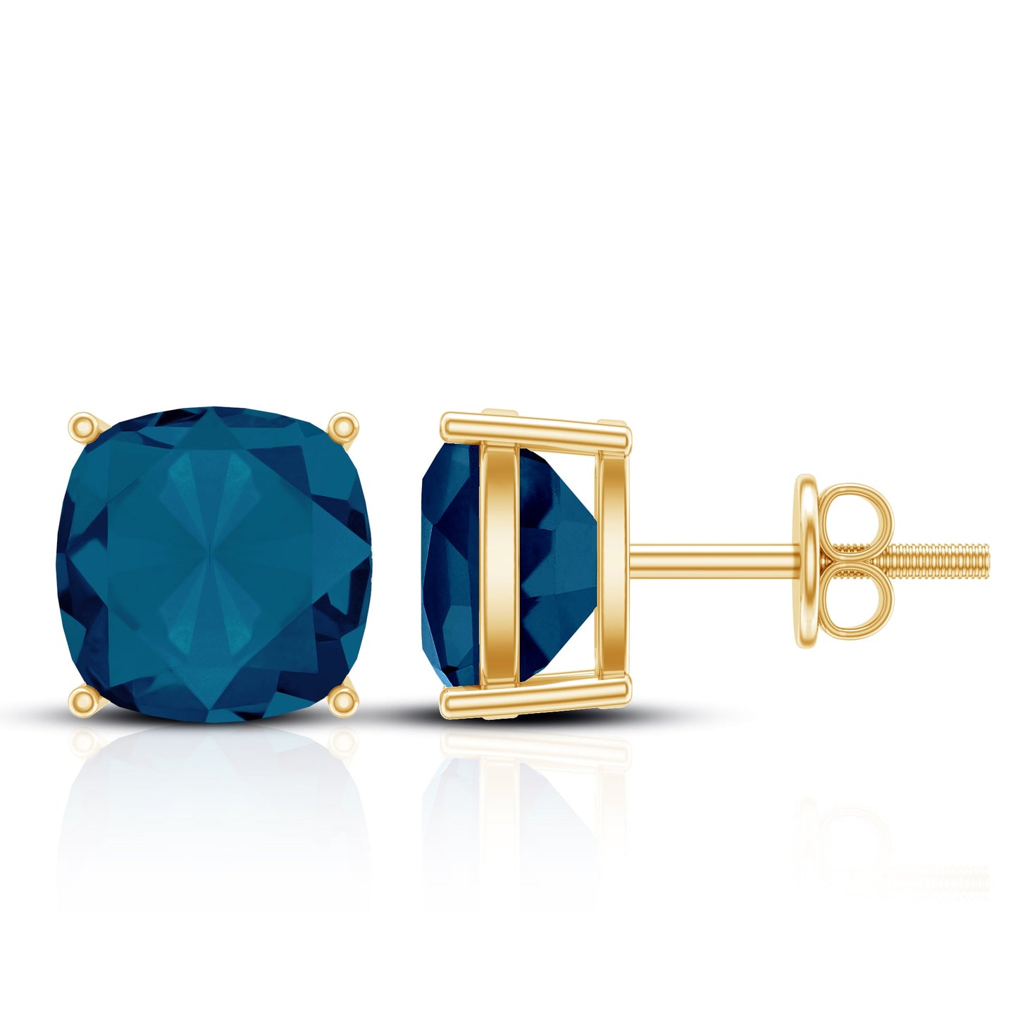 2.5 Carat Cushion Cut London Blue Topaz Stud Earrings