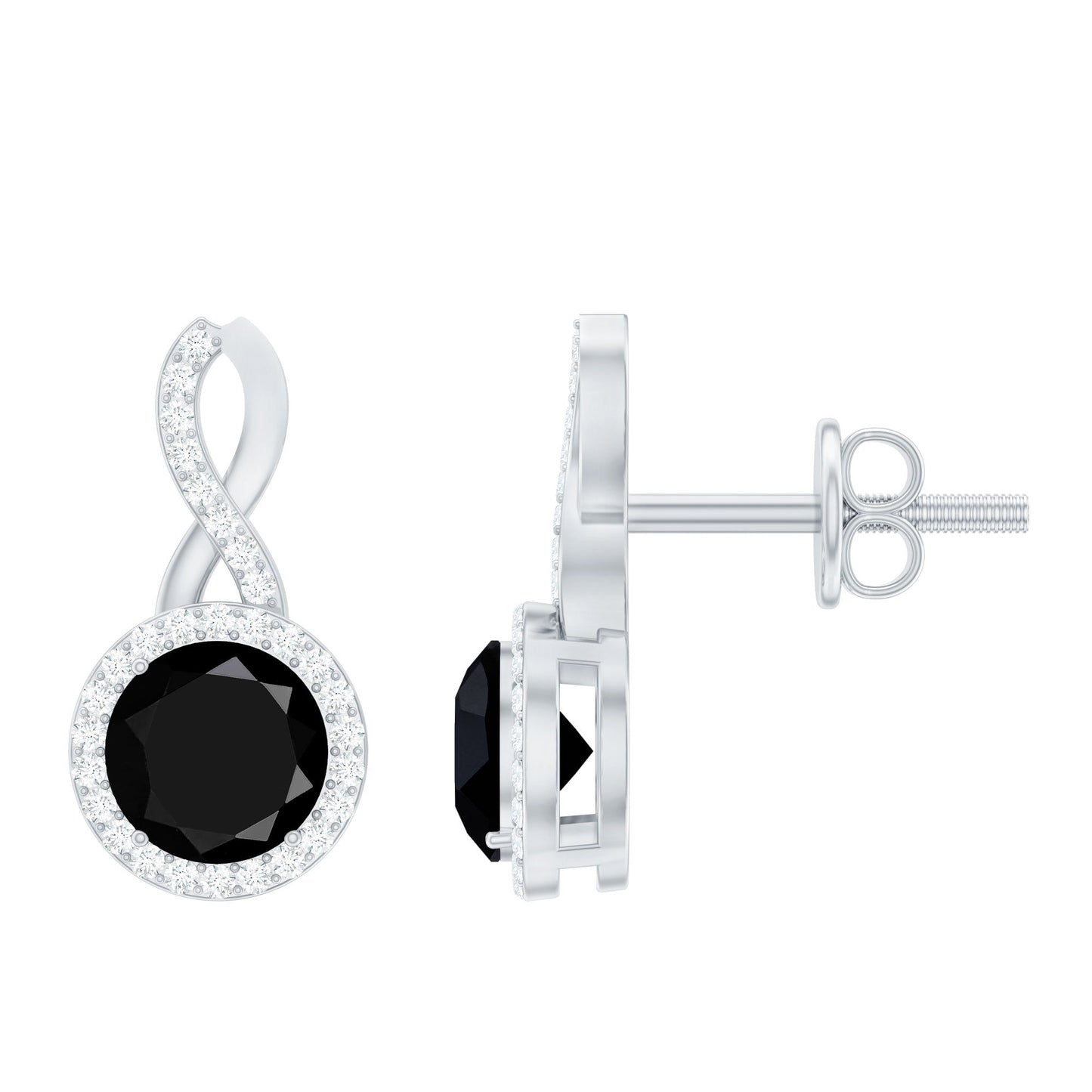2 Carat Lab Grown Black and White Diamond Infinity Stud Earrings