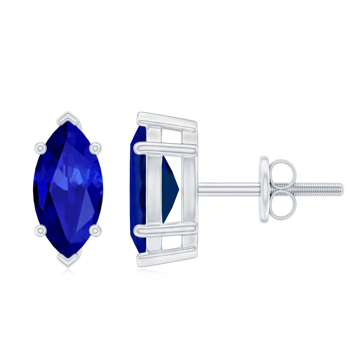 1.5 Carat Marquise Lab Created Blue Sapphire Stud Earrings