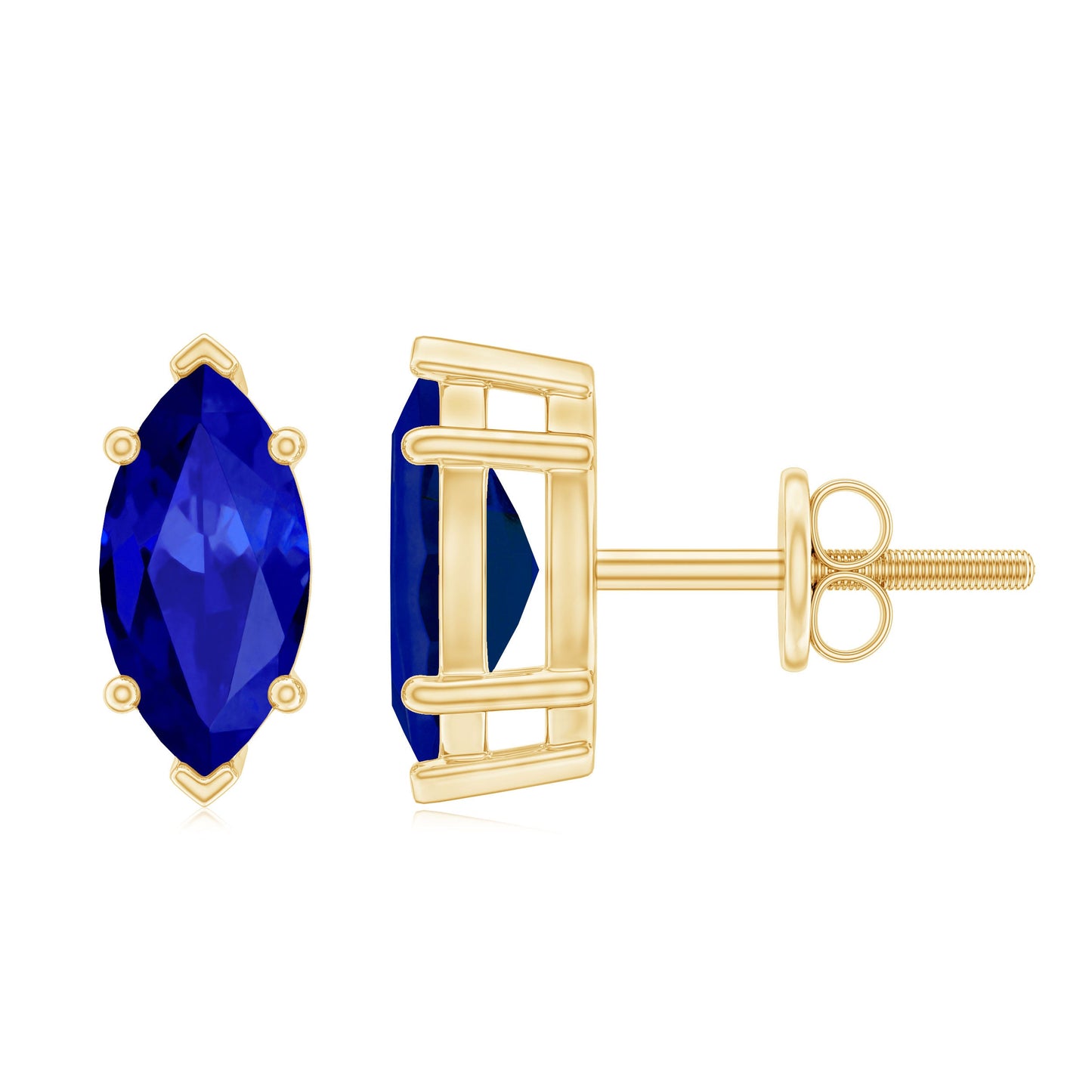 1.5 Carat Marquise Lab Created Blue Sapphire Stud Earrings