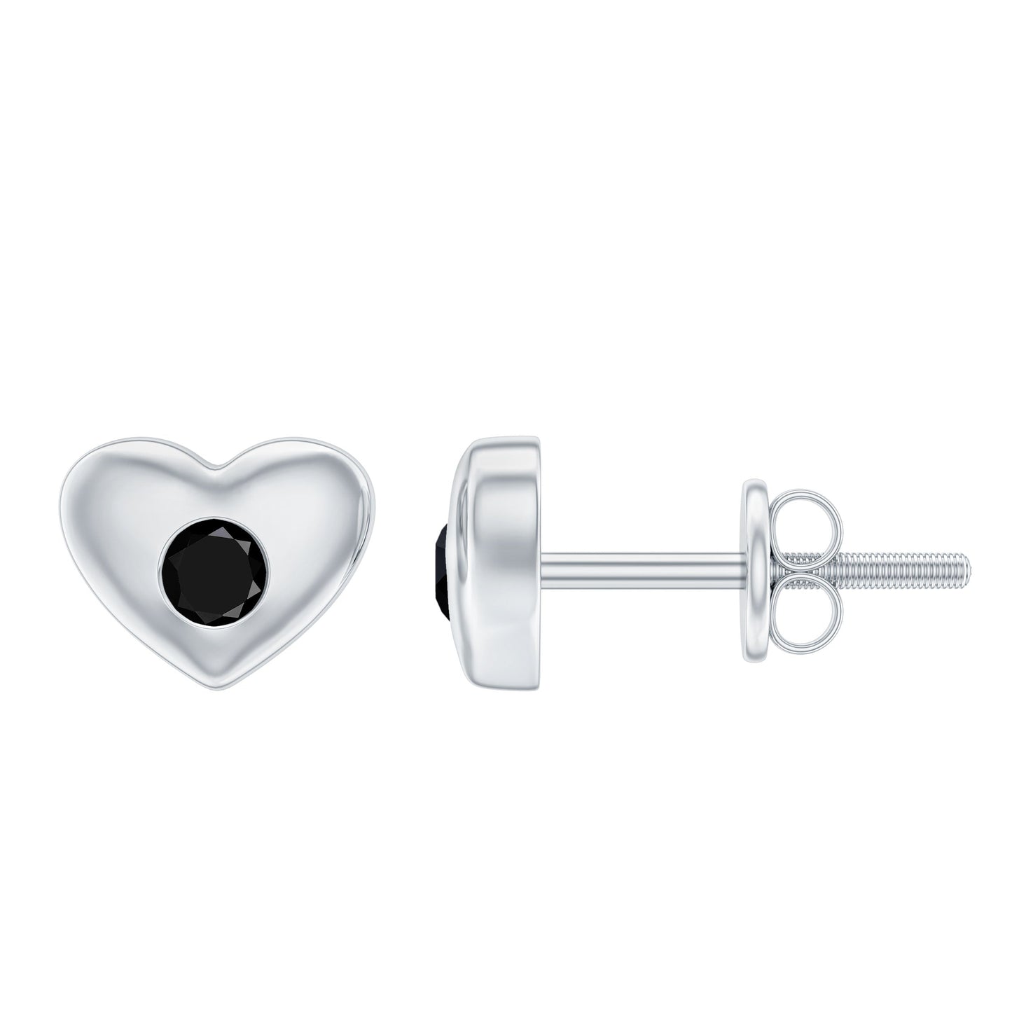 Gypsy Set Black Onyx Heart Stud Earrings For Women
