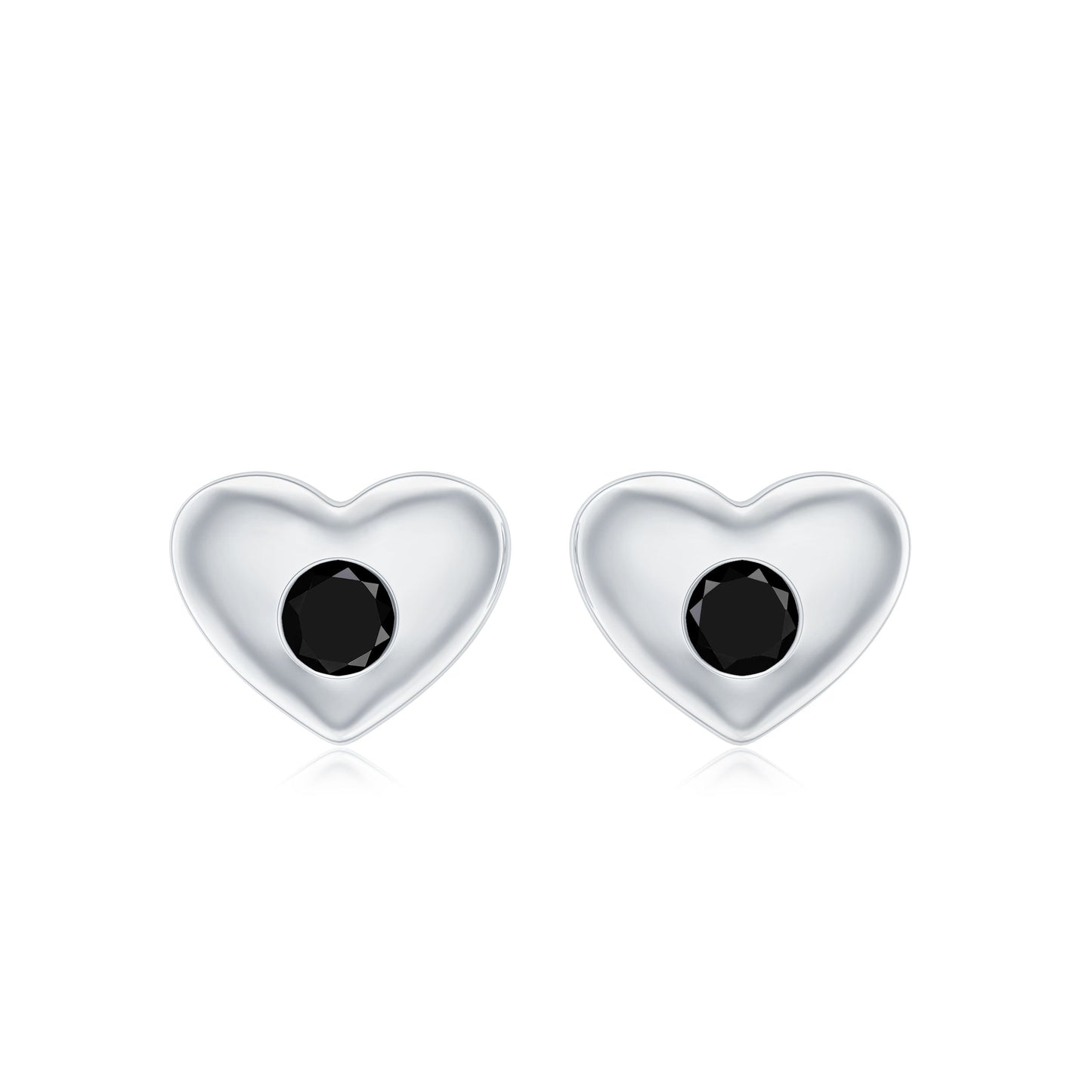 Gypsy Set Black Onyx Heart Stud Earrings For Women
