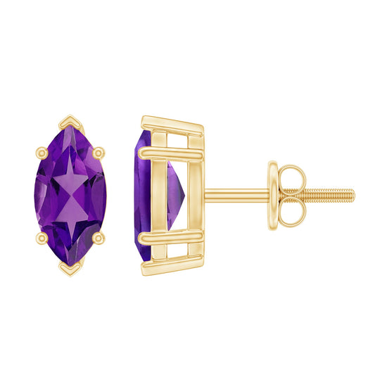 1.48 Carat Marquise Cut Amethyst Solitaire Stud Earrings