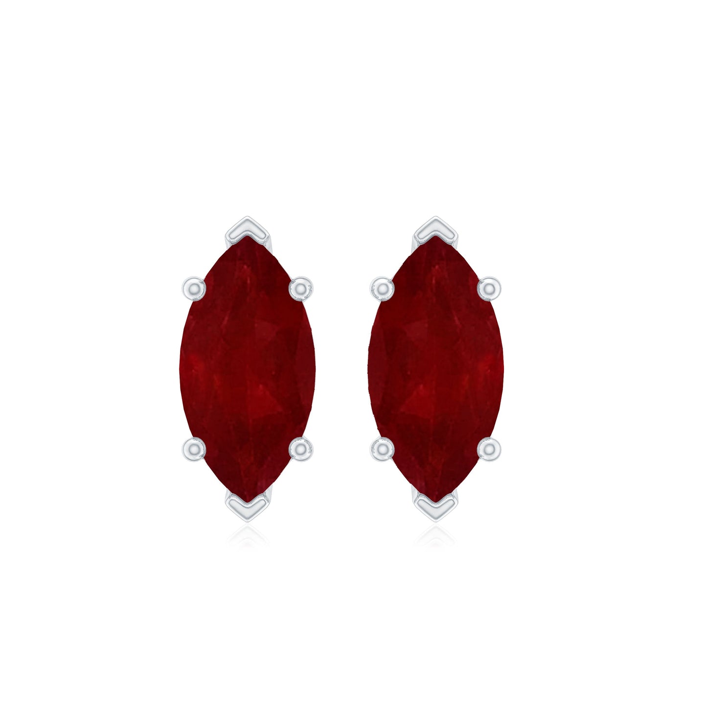 Natural 1.5 Carat Marquise Ruby Stud Earrings with Screw Back