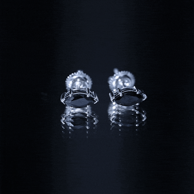 1.5 CT Marquise Black Spinel Solitaire Stud Earrings